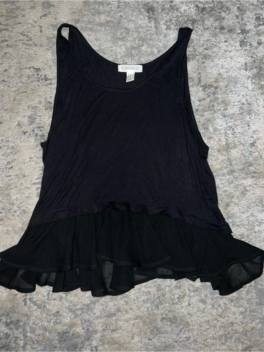 Forever 21 Black Ruffle Hem Sleeveless Tank